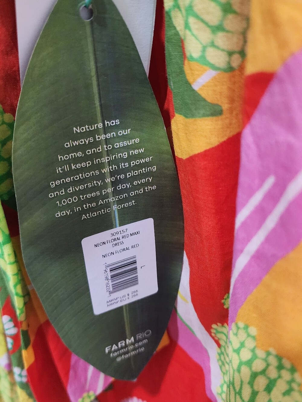 FARM Rio Tropical Maxi Dress in Red, Green, Yellow, Size Large - Picture 7 of 7